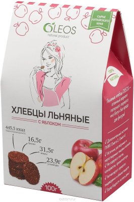 Купить oleos (олеос) хлебцы льняные с яблоком, 100г в Нижнем Новгороде