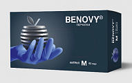 Перчатки Benovy нитриловые нестерильные неопудренные текстурированные на пальцах размер М 50 пар, сиренево-голубые
