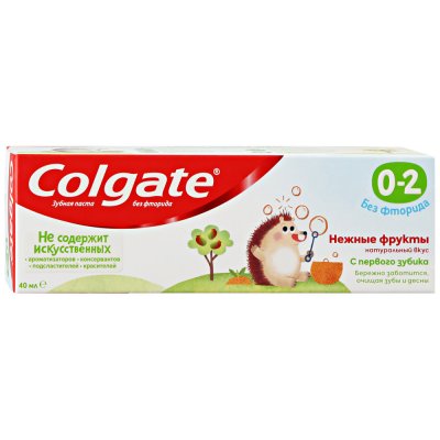 Купить колгейт (colgate) зубная паста детская без фтора с 0-2 лет нежные фрукты, 40мл в Нижнем Новгороде