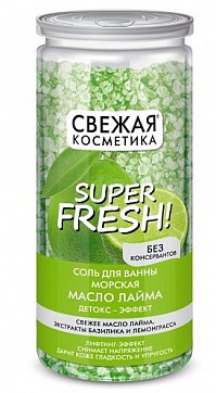 Фитокосметик Свежая косметика соль для ванны морская Детокс-эффект с маслом Лайма, 480г