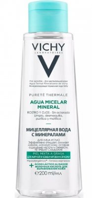 Купить виши пюр термаль (vichy purete thermale) мицеллярная вода с минералами для жирной и комбинированной кожи 200мл в Нижнем Новгороде