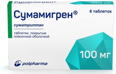 Купить сумамигрен, таблетки покрытые пленочной оболочкой 100мг, 6шт в Нижнем Новгороде