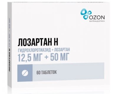 Купить лозартан-н, таблетки, покрытые пленочной оболочкой 12,5мг+100мг, 60 шт в Нижнем Новгороде