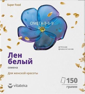 Лен белый семена Витатека, пакет 150г БАД