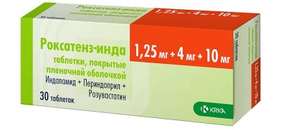 Купить роксатенз-инда, таблетки, покрытые пленочной оболочкой 1,25мг+4мг+10мг, 30 шт в Нижнем Новгороде