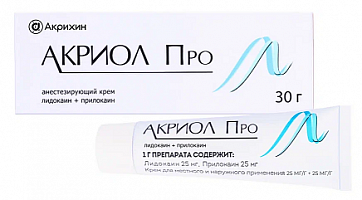 Акриол Про, крем для местного и наружного применения 2,5%+2,5%, туба 30г