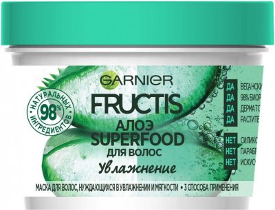 Купить garnier fructis (гарньер фруктис) маска для волос 3в1 увлажнение суперфуд алоэ увлажн 390мл в Нижнем Новгороде