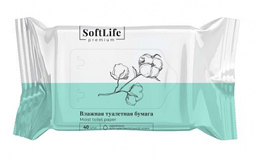 СофтЛайф Премиум влажная туалетная бумага 40шт