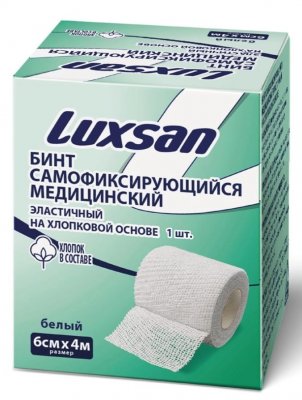 Купить luxsan (люксан) бинт эластичный самофиксирующийся на хлопковой основе люксан 6смх4м, белый в Нижнем Новгороде