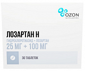 Купить лозартан-н, таблетки, покрытые пленочной оболочкой 25мг+100мг, 30 шт в Нижнем Новгороде