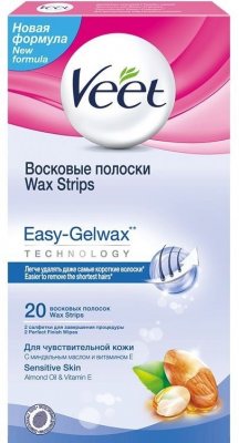 Купить вит (veet) восковые полоски для депиляции для чувствительной кожи easy gel-wax, 20 шт  в Нижнем Новгороде