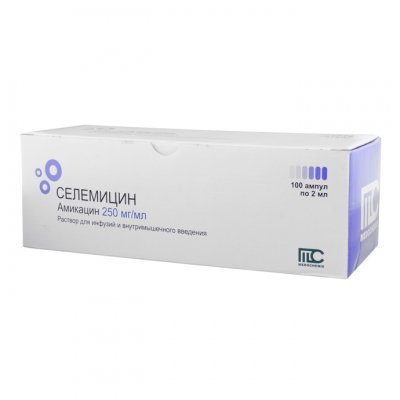 Купить селемицин, р-р д/инф и в/м введ 250 мг/мл амп 2мл №100 (medochemie, кипр) в Нижнем Новгороде