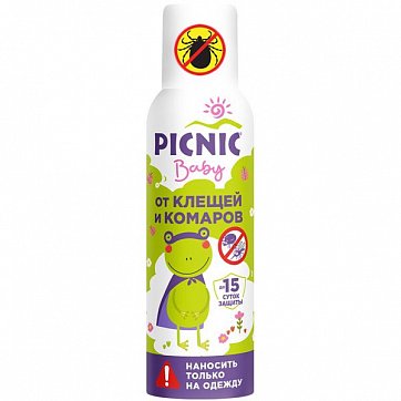 Пикник (Picnic) Baby аэрозоль от клещей и комаров, 125мл 