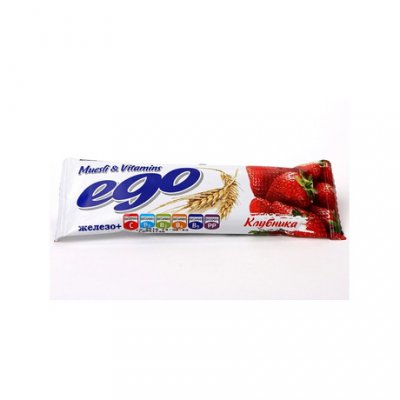 Купить мюсли ego (эго) батончик клубника с железом и витаминами в йогурте, 25г бад в Нижнем Новгороде