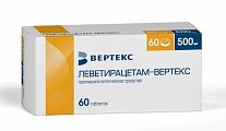 Купить леветирацетам-вертекс, таблетки покрытые пленочной оболочкой 500 мг, 60 шт в Нижнем Новгороде