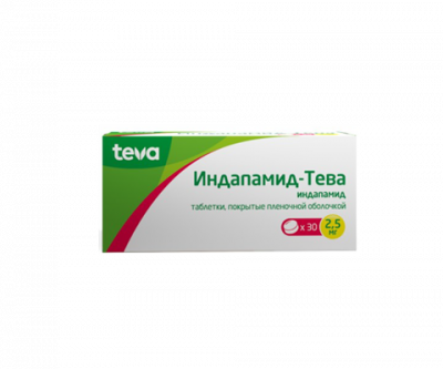 Купить индапамид-тева, таблетки, покрытые пленочной оболочкой 2,5мг, 30 шт в Нижнем Новгороде