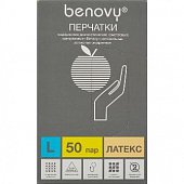 Купить перчатки benovy смотр. латекс н/стер опудр. l №50 пар в Нижнем Новгороде