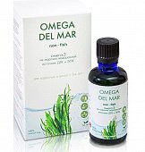 Купить омега-3 омега дель мар (omega dei mar) из морских водорослей, жидкость флакон 50мл бад в Нижнем Новгороде