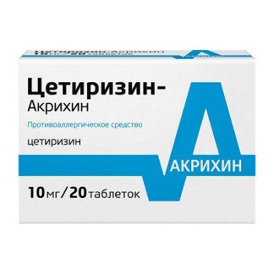 Купить цетиризин-акрихин, таблетки, покрытые пленочной оболочкой 10мг, 20 шт от аллергии в Нижнем Новгороде