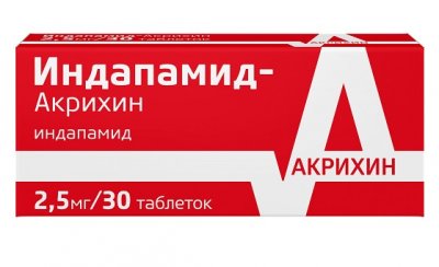 Купить индапамид-акрихин, таблетки, покрытые пленочной оболочкой 2,5мг, 30 шт в Нижнем Новгороде