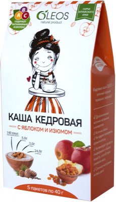 Купить oleos (олеос) каша кедровая с яблоком и изюмом, пакет 40г, 5 шт в Нижнем Новгороде