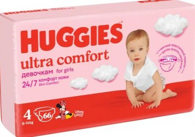 Купить huggies (хаггис) подгузники ультра комфорт для девочек 8-14кг 66 шт в Нижнем Новгороде