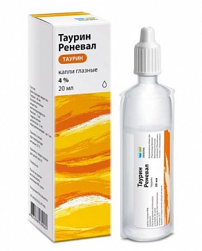 Таурин Реневал, капли глазные 4%, тюбик-капельница 20мл