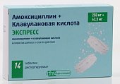 Купить амоксициллин+клавулановая кислота экспресс, таблетки диспергируемые 250мг+62,5мг, 14 шт в Нижнем Новгороде