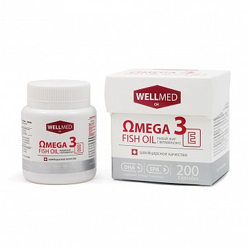 Рыбий жир OMEGA-3 FISH OIL+Е, капсулы 200мг, 200 шт БАД