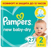 Купить pampers new baby (памперс) подгузники 2 мини 4-8кг, 27шт в Нижнем Новгороде