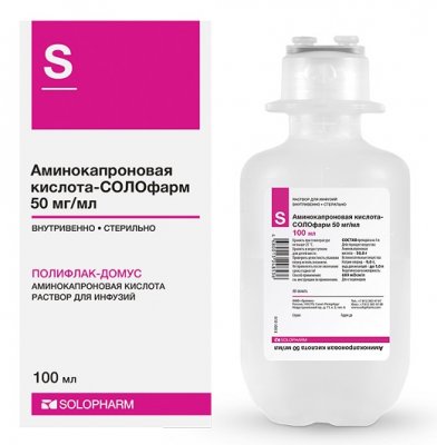 Купить аминокапроновая кислота-солофарм, раствор для инфузий 50мг/мл, флакон 100мл пэт 36 шт в Нижнем Новгороде
