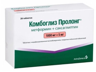 Купить комбоглиз пролонг, таблетки с модифицированным высвобождением, покрытые пленочной оболочкой 1000 мг+5 мг, 28 шт в Нижнем Новгороде