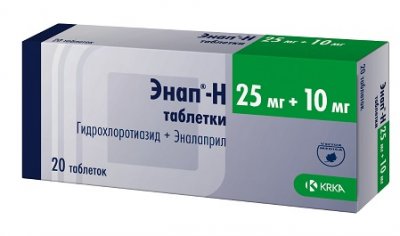 Купить энап-h, таблетки 25мг+10мг, 20 шт в Нижнем Новгороде
