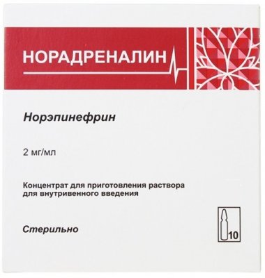 Купить норадреналин, концентрат для приготовления раствора для внутривенного введения, 2 мг/мл, ампулы 4 мл 10 шт в Нижнем Новгороде