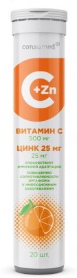 Купить витамин с 500мг + цинк 25мг консумед (consumed), таблетки шипучие 20шт бад в Нижнем Новгороде