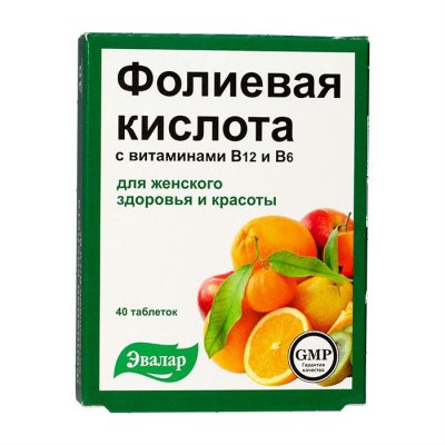 Купить фолиевая кислота с витамином в12, в6, таблетки 40 шт бад в Нижнем Новгороде