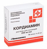 Купить кордиамин, раствор для инъекций 250мг/мл, ампулы 2мл, 10 шт в Нижнем Новгороде