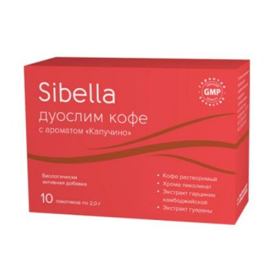 Купить sibella (сибелла) дуослим кофе с ароматом капучино, пакет-саше 2г, 10 шт бад в Нижнем Новгороде