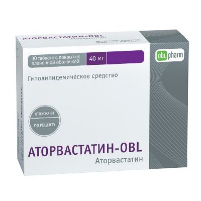 Купить аторвастатин-obl, таблетки, покрытые пленочной оболочкой 40мг, 30 шт в Нижнем Новгороде