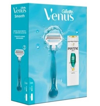 Gillette (Жиллет) набор Venus Smooth бритва со сменной кассетой 1 шт. +шампунь Pantene Pro-V Aqua Light 250мл