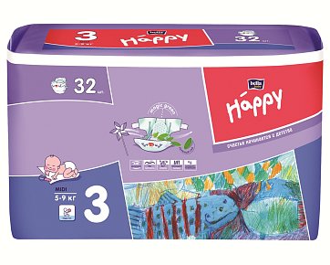 Bella Baby Happy (Белла) подгузники 3 Миди 5-9кг 32 шт