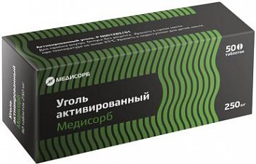 Уголь активированный-Медисорб, таблетки 250мг, 50 шт