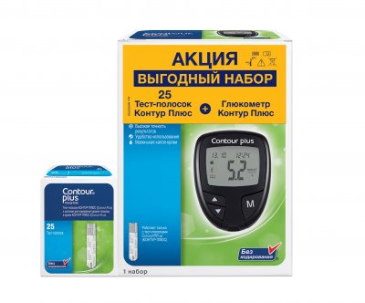 Купить глюкометр contour plus (контур плюс)+тест-полоски 25 шт в Нижнем Новгороде