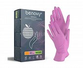 Купить перчатки benovy смотровые нитриловые нестерильные неопудрен текстурир с однократной хлорацией размер l 50 пар, розовые в Нижнем Новгороде