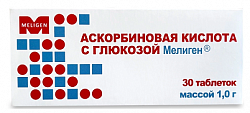 Купить аскорбиновая к-та с глюкозой мелиген, таблетки массой 1г 30шт бад в Нижнем Новгороде