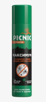 Купить пикник (picnic) extreme аэрозоль от клещей, комаров, блох и мошек 5в1, 200мл в Нижнем Новгороде