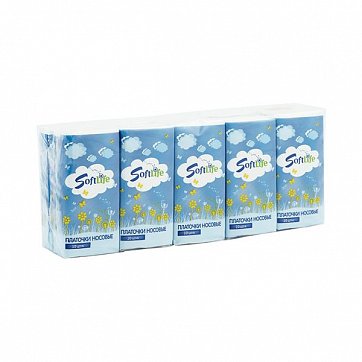  Платки носовые трехслойные бумажные SoftLife(СофтЛайф), 10 шт х 10