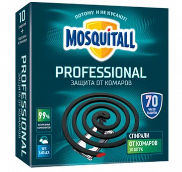 Mosquitall (Москитолл) Профессиональная защита спираль от комаров-эффект 10шт+подставка