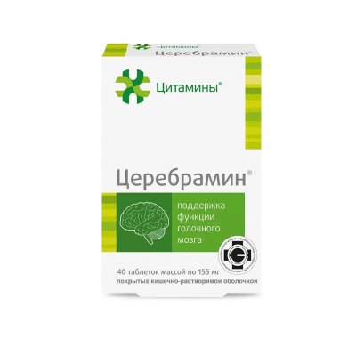 Купить цитамины церебрамин, таблетки покрытые кишечно-растворимой оболочкой массой 155мг, 40 шт бад в Нижнем Новгороде