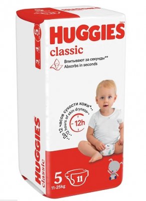 Купить huggies (хаггис) подгузники классик 5 11-25кг 11шт в Нижнем Новгороде